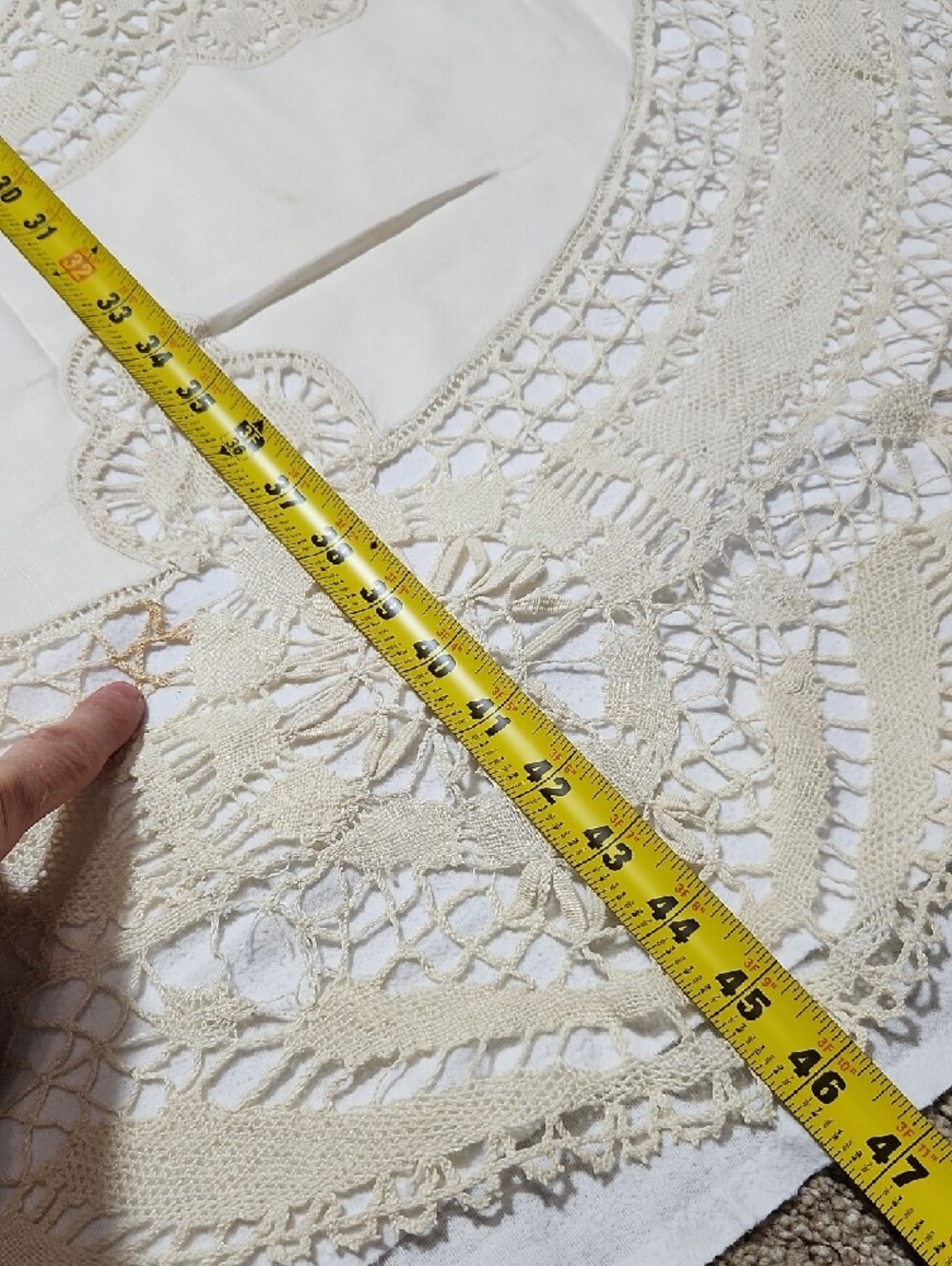 Handmade Cream Crochet Tablecloth - Picture 2 of 3